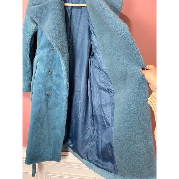 STINE GOYA Happy Faux Fur Jacket in Teal Blue XS - Picture 7 of 8